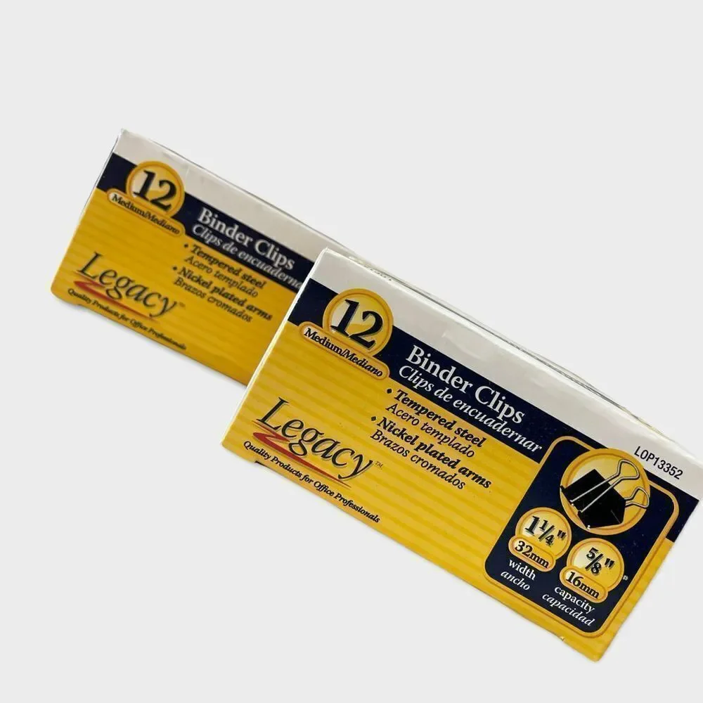 3 Boxes Legacy Binder Clips 12 each box - Size Medium